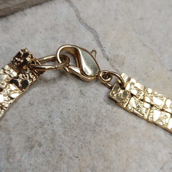 Vintage Gold plated men's ID bracelet Bob Robert gold nugget Onyx - Picture 6 of 9